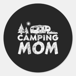 Sticker Rond Camping maman t-shirt 5ème roue campeur Rv vacance