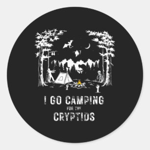 Sticker Rond Camping pour les cryptides Bigfoot Mothman Alien S