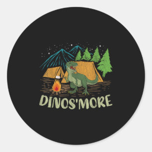 Sticker Rond Camping Smore Dinosaur Lover Dinosaur Amusant Dino