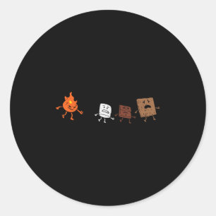 Sticker Rond Camping Smores Courir Le Feu Amusant Groupe Accroc