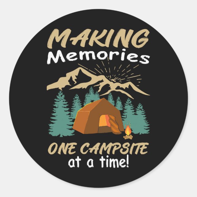 Sticker Rond CAMPING, souvenirs (Devant)