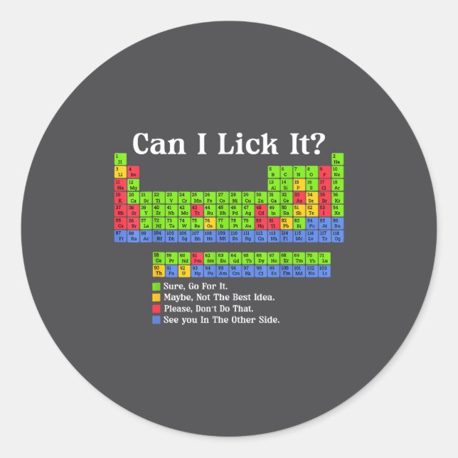 Sticker Rond Can I Lick It Periodic Table Chart Science Teacher (Devant)