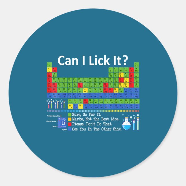 Sticker Rond Can I Lick It Periodic Table Chart Science Teacher (Devant)
