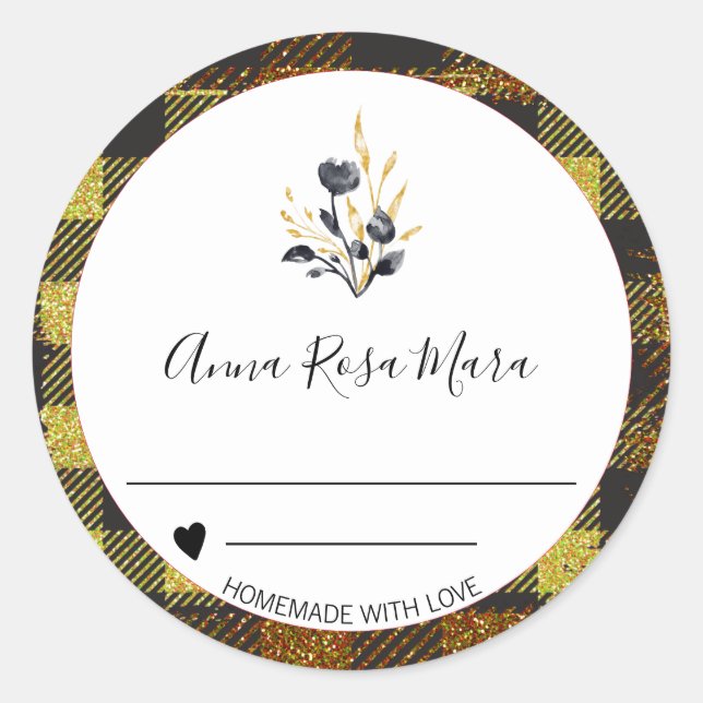 Sticker Rond *~* Can Jam Buffalo En vichy AP30 Maison (Devant)