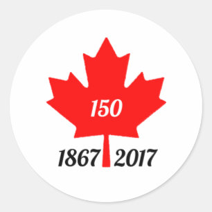 Sticker Rond Canada 150 en 2017 feuille d'érable