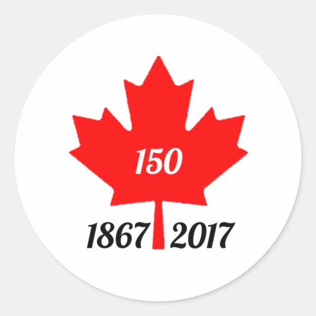Sticker Rond Canada 150 en 2017 feuille d'érable (Devant)