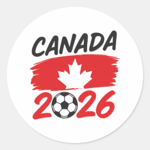 Sticker Rond Canada 2026 Conception de fan de soccer avec feuil