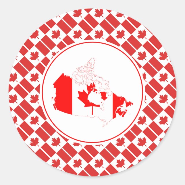Sticker Rond CANADA DRAPEAU Carte canadienne Stylo Patriotique (Devant)
