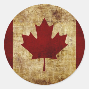 Sticker Rond Canada / drapeau grunge