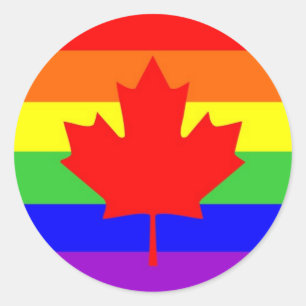 Sticker Rond canada pays gay fier drapeau arc-en-ciel