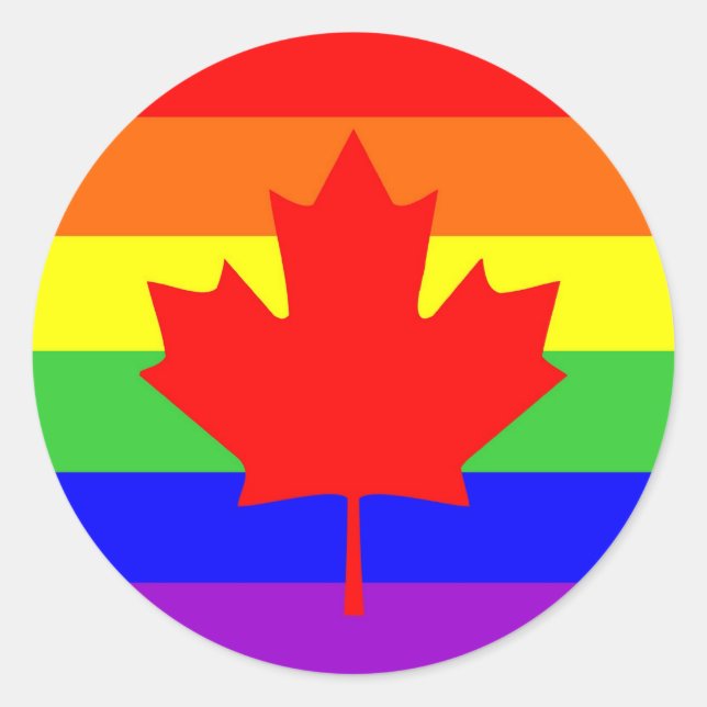 Sticker Rond canada pays gay fier drapeau arc-en-ciel (Devant)