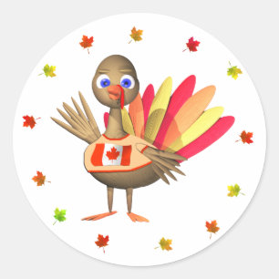 Sticker Rond Canadian Thanksgiving Baby Turkey