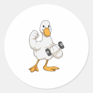 Sticker Rond Canard à Bodybuilding avec Dumbbell