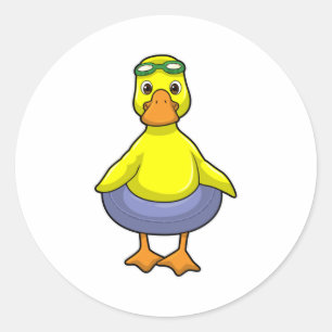 Sticker Rond Canard à nager avec anneau de nage