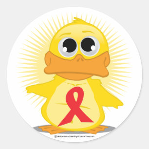 Sticker Rond Canard à ruban rouge