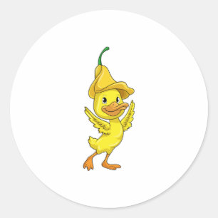 Sticker Rond Canard avec Casquette Bell jaune