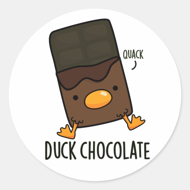 Sticker Rond Canard Chocolat Funny Dark Chocolate Pun (Devant)