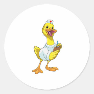 Sticker Rond Canard comme infirmière avec coeur