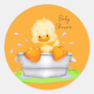 Sticker Rond Canard dans un Baby shower à Tub