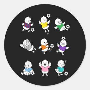 Sticker Rond Canard de football de dessin animé mignon animal d