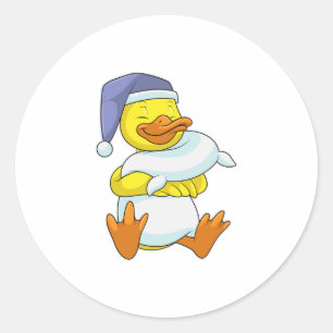 Sticker Rond Canard dormant avec casquette