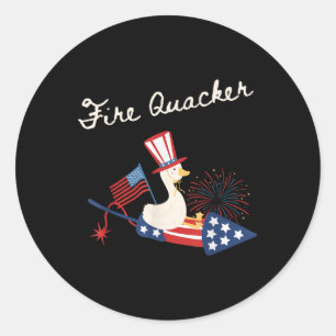 Sticker Rond Canard du 4 juillet Firequacker patriotique quatri