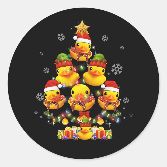 Sticker Rond Canard en caoutchouc Arbre de Noël Xmas Lumière en (Devant)