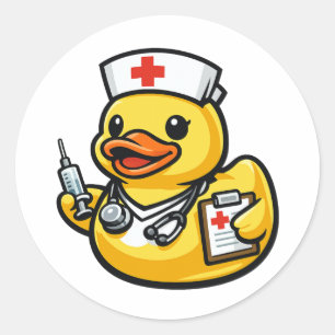 Sticker Rond Canard en Caoutchouc Infirmière