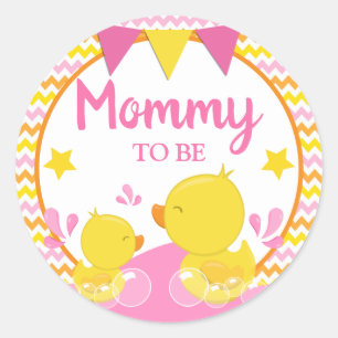Sticker Rond Canard en caoutchouc jaune et rose à pois Maman fu