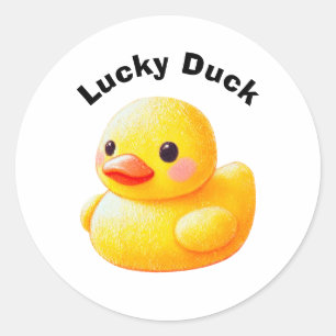 Sticker Rond Canard en caoutchouc mignon avec texte personnalis
