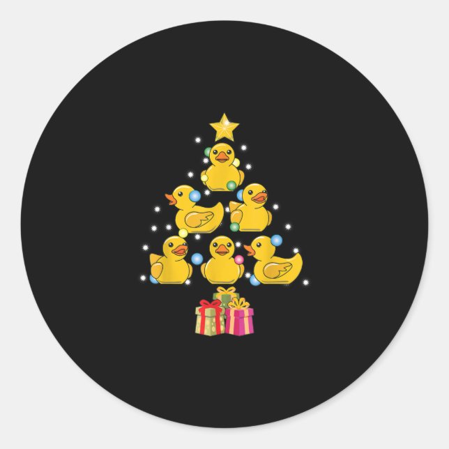 Sticker Rond Canard en caoutchouc Noël Arbre canard canard Noël (Devant)