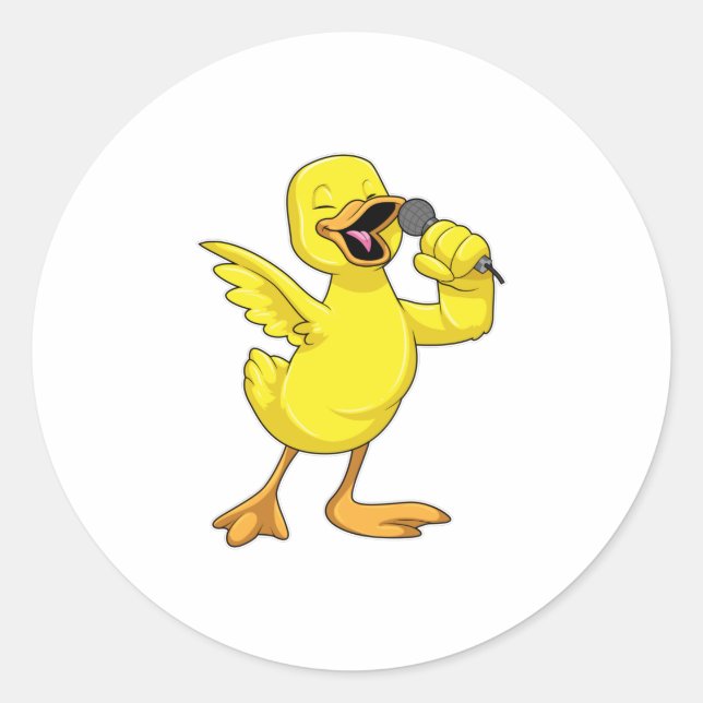Sticker Rond Canard en chanteur avec microphone (Devant)