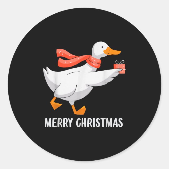 Sticker Rond Canard Joyeux Noël Light Reindeer Père Noël Xmas D (Devant)