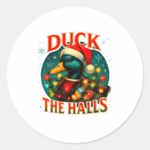 Sticker Rond Canard Les Salles Drôles De Noël Lumières Chasse M