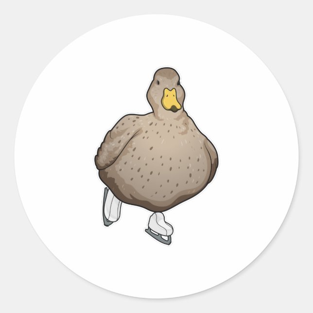 Sticker Rond Canard Patinage sur glace Patins sur glace (Devant)