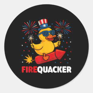 Sticker Rond Canard pétarade du 4 juillet patriotique quatrième