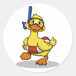 Sticker Rond Canard portant un masque de snorkeling  choisir la