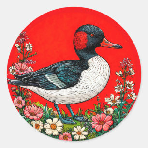 Sticker Rond Canard vibrant illustré