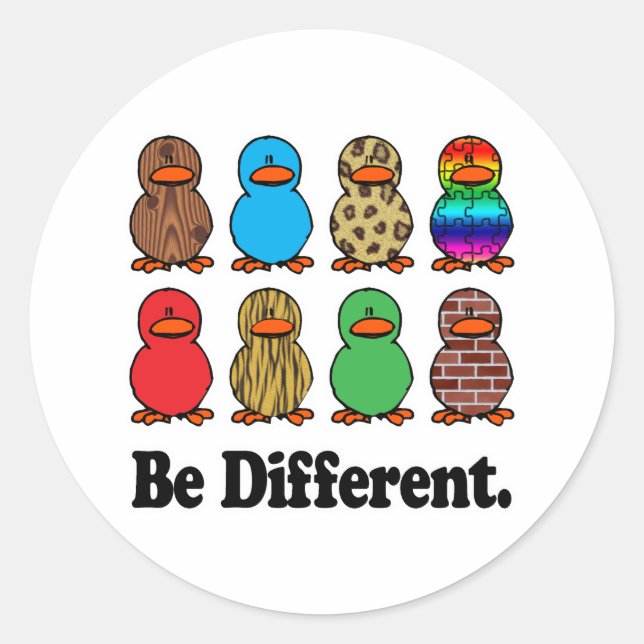 Sticker Rond Canards Différents (Devant)