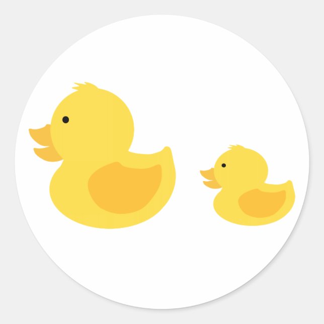 Sticker Rond Canards en caoutchouc jaune Baby shower neutre (Devant)