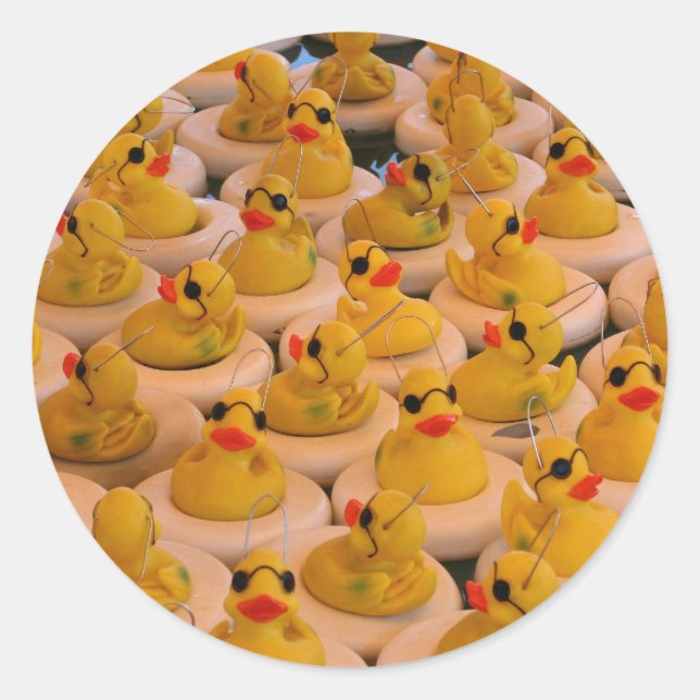 Sticker Rond Canards en caoutchouc jaune cool (Devant)