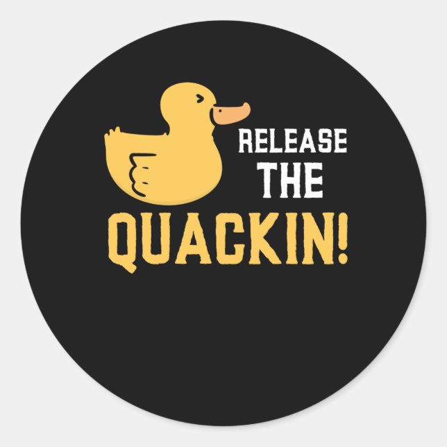 Sticker Rond Canards en caoutchouc jaune Quack Drôle Amant Cana (Devant)