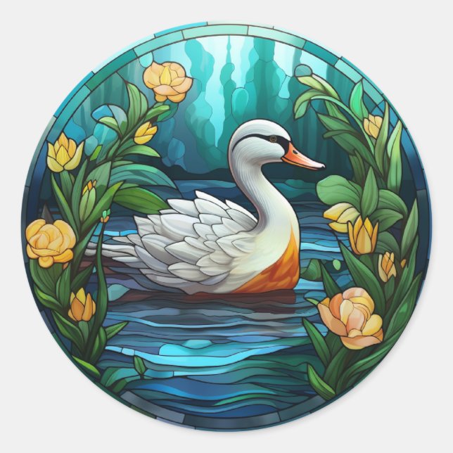 Sticker Rond Canards sauvages en verre doux (Devant)