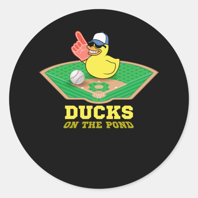 Sticker Rond Canards sur les canards de baseball des étangs sur (Devant)