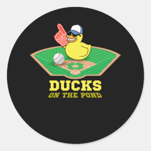 Sticker Rond Canards sur les canards de baseball des étangs sur