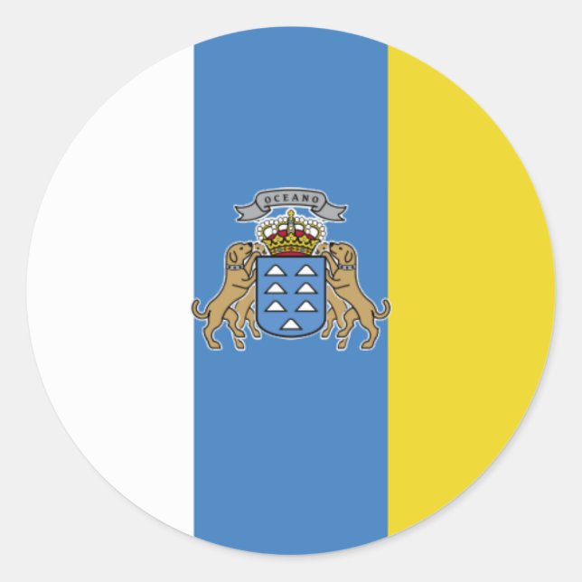 Sticker Rond Canaries Drapeau de haute qualité (Devant)