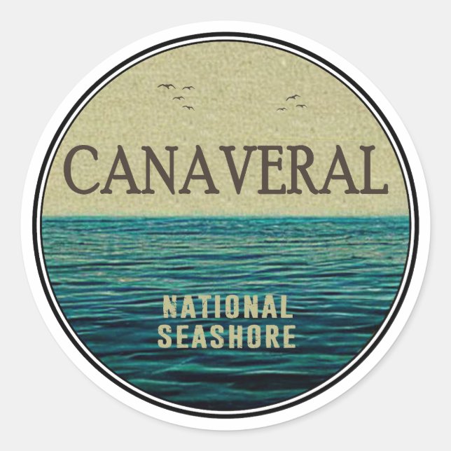 Sticker Rond Canaveral National Seashore Florida Ocean Birds (Devant)