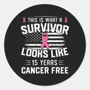 Sticker Rond Cancer 15 Ans Survivant D'Être Cancer Du Sein Pour