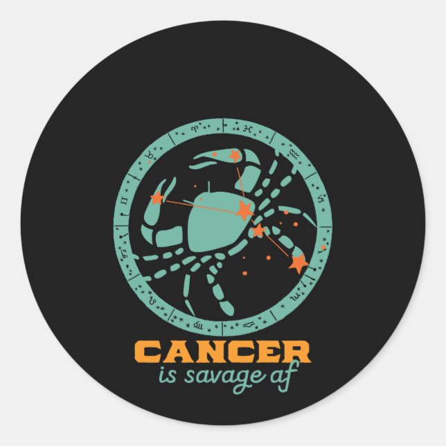 Sticker Rond Cancer amusant Zodiac Star Sign Astrologie Anniver (Devant)