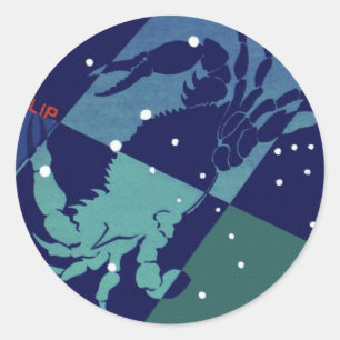 Sticker Rond Cancer Constellation de crabe Astrologie zodiaque 